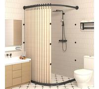 Barre de douche incurvée en acier inoxydable avec bande magnétique de rétention d'eau - Parfait pour salles de bains, toilettes, vestiaires et balcons (X [70-85] x Y [90-100])