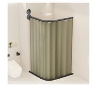 Barre de douche pliable avec rideau de douche, fixation murale par double ventouse, angle réglable, grande capacité de charge, pour salle de bain, camping-car ou magasin de vêtements(Green,4-Fold)