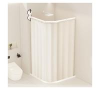 Barre de douche pliable avec rideau de douche, fixation murale par double ventouse, angle réglable, grande capacité de charge, pour salle de bain, camping-car ou magasin de vêtements(Beige,5-Fold)