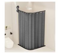 Barre de douche pliable avec rideau de douche, fixation murale par double ventouse, angle réglable, grande capacité de charge, pour salle de bain, camping-car ou magasin de vêtements(Gray,5-Fold)