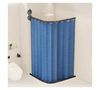 Barre de douche pliable avec rideau de douche, fixation murale par double ventouse, angle réglable, grande capacité de charge, pour salle de bain, camping-car ou magasin de vêtements(Blue,4-Fold)