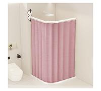 Barre de douche pliable avec rideau de douche, fixation murale par double ventouse, angle réglable, grande capacité de charge, pour salle de bain, camping-car ou magasin de vêtements(Pink,2-Fold)