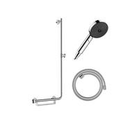 Barre de douche PMR Unica 110 poignée à gauche Chromé + Pommeau de douche Pulsify 3 jets + flexible Designflex 160cm