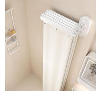 Barre de Douche rétractable avec Panneaux Pliables, Fixation par Ventouse, Angle réglable, étanche, Gain de Place pour Salle de Bain Dangle, Placard, 2 Volets (4-Folds)