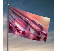 Barre de glace en forme de cœur avec deux glaçons en forme de cœur sur un fond rose - Accessoires de bar - Drapeaux de chambre amusants (120 x 180 cm)