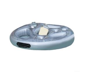 Barre de glace flottante gonflable avec 9 compartiments, refroidisseur de boissons et support de téléphone étanche pour réunions d'été (noir)