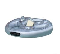 Barre de glace gonflable flottante avec 9 compartiments pour fête de piscine, boissons et accessoires, PVC robuste, 70 x 50 x 10 cm, noir/bleu/argent/rose (argent)