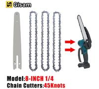 Barre de guidage de tronçonneuse de 8 pouces et jeu de chaînes de scie, 45 maillons d'entraînement, scie électrique 1/4''P pour scie électrique sans balais, chaîne de rechange pour coupe-bois 1x Chain