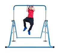 Barre de gymnastique, barre de gymnastique, barre horizontale, étagère pliable réglable, barre d'entraînement extensible multifonctionnelle, max. 100 kg, bleu, 107 x 148 x 115-155 cm, pour enfants à