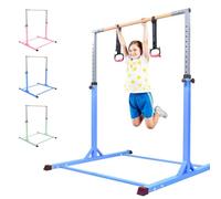 Barre de gymnastique pour enfant réglable en hauteur 13 positions (98 à 159 cm) - Construction triangulaire en acier robuste avec poignée en bois - Charge maximale : 200 kg - Base antidérapante