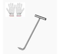 Barre de Levage pour Couvercle de Drain d'égout, Crochet de Levage en T en Acier avec Gants, Crochets de Grille de Drainage Portables pour Maison/autoroute/Jardin, extracteur de Couvercle du