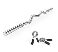 VirtuFit Barre de musculation Curl EZ 120 cm Clip à ressort 30 mm Argenté