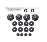 Set barres + haltères 50 KG - FITLIFE - En acier - Tout Inclus ( barres, disques, stoppers )