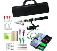 Barre de pêche de voyage Combo - Mallette de pêche compacte, moulinet avec accessoires | Ensemble de barres pour adultes, équipement de pêche polyvalent pour les voyages en eau salée, les