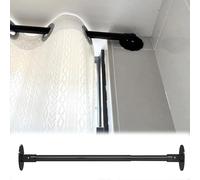 Barre de penderie d'angle réglable à 90° pour Salle de Bain et Dressing, Support de Rideau de Douche rétractable, Cintre Gain de Place (Noir, 99-155 cm)