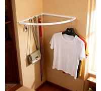 Barre de penderie, étagère d'angle Gain de Place pour vêtements - Support Mural courbé à Angle Droit, Barre de Suspension Polyvalente pour Salle de Bain et Cabine d'essayage (Blanc, 60 cm)