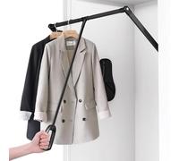Barre de penderie rabattable MAFAGE pour garde-robe, en aluminium, montage mural, pour garde-robe, placard, vestiaire jusqu'à 20 kg, système à double amortisseur, largeur réglable (Noir, 85-115 cm)