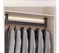 Barre de penderie réglable de 78,7 cm en aluminium avec étagère noire pour rangement de garde-robe, système de placard durable pour une gestion efficace de l'espace.