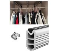 Barre de penderie robuste, 1,6 à 5,6 pi, en alliage d'aluminium, fixée au mur, for vêtements, for dressing et usage commercial (garage, magasin, buanderie).(Silver,102cm/3.35ft)