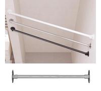 Barre de penderie, Support Mural rétractable et incliné, Barre de Rideau de Douche d'angle, Longueur Ajustable pour Salle de Bain, Tube de Rangement pour se Changer en Toute intimité (Argent