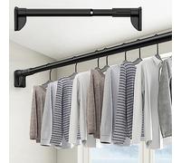 Barre de Penderie Tringle Dressing Tringles De Suspension Pour Vêtements, Système De Rail De Penderie Ajustable Noir Barres De Support Pour Vêtements Rallonge De Tringle En Métal Pour La Chambre À Cou