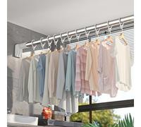 Barre de penderie - Tube en acier résistant extensible pour vêtements | Support suspendu | Étagère télescopique réglable type organisateur pour chambre, dressing, buanderie et manteaux