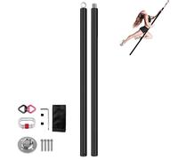 Barre de pole dance professionnelle, barre de danse rotative amovible en acier siliconé de 2 m, tube de suspension professionnel de 45 mm, barre de strip-tease portable(Black)
