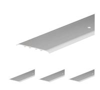 Barre de protection en aluminium 1 m, largeur 80 mm, seuil de porte, profil de transition plat ovale, rail de transition avec broches de fixation, argenté CEZAR (Lot de 4)
