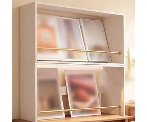 Barre de Protection Étagère Rails de Sécurité Dorés Brossés pour Étagères, Lot de 2 Barrières Décoratives pour L'avant, Barrières de Sécurité Anti-chute pour Étagères(39in(99cm))