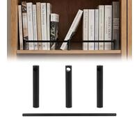 Barre de Protection pour Étagère Barre de Garde Étagère en Tube Rond Noire, Rails Anti-Basculement de Cabinet Longueur Personnalisée, Kit de Galerie avec Poteau de Montage(82cm/32.3in)