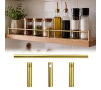 barre de protection pour étagère Barre de Retenue Noire pour Étagères de Cuisine Ouvertes, Garde-corps à Poteaux en Aluminium, Garde-corps Décoratif pour Cuisine, Bureau ou Bibliothèque(Gold,20")