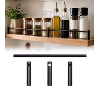 barre de protection pour étagère Barre de Retenue Noire pour Étagères de Cuisine Ouvertes, Garde-corps à Poteaux en Aluminium, Garde-corps Décoratif pour Cuisine, Bureau ou Bibliothèque(Black,31")