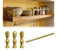 barre de protection pour étagère Étagère de Cuisine Barrière de Sécurité Antichute, Ensemble de Barrière de Sécurité Pour Étagère avec 3 Poteaux, Empêche Les Objets de Tomber(Gold,76cm/29.9in)