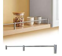 Barre de Protection pour Étagère Rail de Étagère de Cuisine avec Broche, 30-140cm Barrière de Sécurité en Acier Inoxydable, Rails Argentés Anti-Basculement pour Étagères(120cm(47.2in))