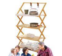 Barre de rangement pliable d'extérieur - Table de camping portable multi-couches - et compacte - Résistante au fromage - Étagère de table pliante de camping - Convient pour les aventures en