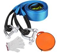 Barre de Remorquage Voiture 5 CM x 5 M, 10T Sangle Remorquage avec Manille Haute Résistance, Sangle de Remorquage avec 1 Sac Rangement et 2 Gants Anti-Proof pour Remorques d'urgence et Routières