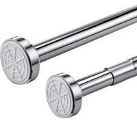 barre de rideau de douche 80cm sans percer réglable de 85cm à 140cm, barre télescopique pour douche & baignoire, barre de rideau en inox à pincer, barre de penderie en argent