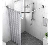 Barre de rideau de douche anti - rouille sans perçage, rail de rideau de douche réglable dans la salle de bain, rail de douche d'angle télescopique en acier inoxydable 304 pour appartement simple