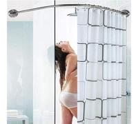 Barre de rideau de douche facile à installer, support de plafond d'angle réglable, barre courbée, sans perçage, acier inoxydable 304 réglable(130-180 x 130-180cm)