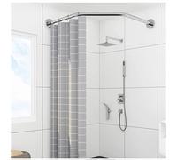 Barre de Rideau de Douche incurvée pour Baignoire d'angle, réglable en Acier Inoxydable 304, en Forme de Diamant, à Tension Continue, sans perçage, antirouille, pour Salle de Bain (Dimension