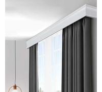 Barre de rideau décorative murale à double rail en métal avec cantonnière - Corniche décorative à fixation plafond pour chambre, salon ou bureau - Dimensions personnalisables pour une décora