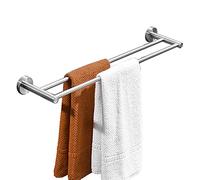 Barre de salle de bain Double serviette, longue, 40cm-100cm, finition d'argent brossé, rail de serviette en acier inoxydable SUS304, support de serviette ronde murale, teneur en vêtement de cuisine