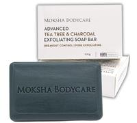 Barre de savon exfoliant à l'huile d'arbre à thé et au charbon de bois - Savon exfoliant pour le corps pour les taches, points noirs, boutons, imperfection
