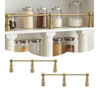 Barre de sécurité décorative en métal pour cuisine - Lot de 2 protections de bord d'étagère de 35,5 cm (14 po), barre de rechange pour barreaux, empêche les objets de tomber, poteaux de clôt