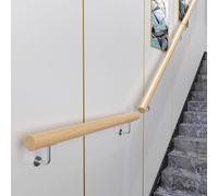 Barre de sécurité en bois massif pour escaliers avec support en acier inoxydable pour intérieur et extérieur (taille : 50 cm)