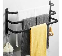 Barre de Serviette à 3 Niveaux pour Le Mont de Salle de Bain Space Espace en Aluminium Rails de Serviette Porte-Serviettes Accessoires de Salle de Bain Noirs Set 40 cm (Taille: 70 cm) ()