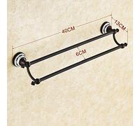 Barre de Serviette Noire, Porte-Serviette à pôle, Rail de Serviette en cuivre Complet Salle de Bain en Porte-Serviette de Serviette Accessoires de Salle de Bain d 40 cm (16 Pouces) (d 40 cm (16