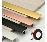 Barre de seuil adhésive en aluminium - Profil en T - 2,7 m - Joint de porte sans perçage pour sol, nivellement et garniture pour linoléum Flo (gris, 3 pièces, 90 x 5 cm)