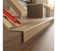 Barre de Seuil Adhésive en L Aluminium Profilé de Finition | Pose rapide sans perçage pour protéger les bords et soigner la finition de vos sols(Light Oak,W20*H8mm*L0.9m)