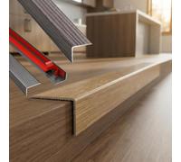 Barre de Seuil Adhésive en L Aluminium Profilé de Finition | Pose rapide sans perçage pour protéger les bords et soigner la finition de vos sols(Export Gray,W20*H8mm*L0.9m)